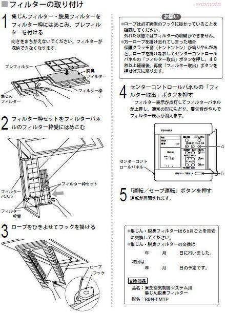 東芝空気制御システム用　集じん脱臭フィルター　RBN-FM1P